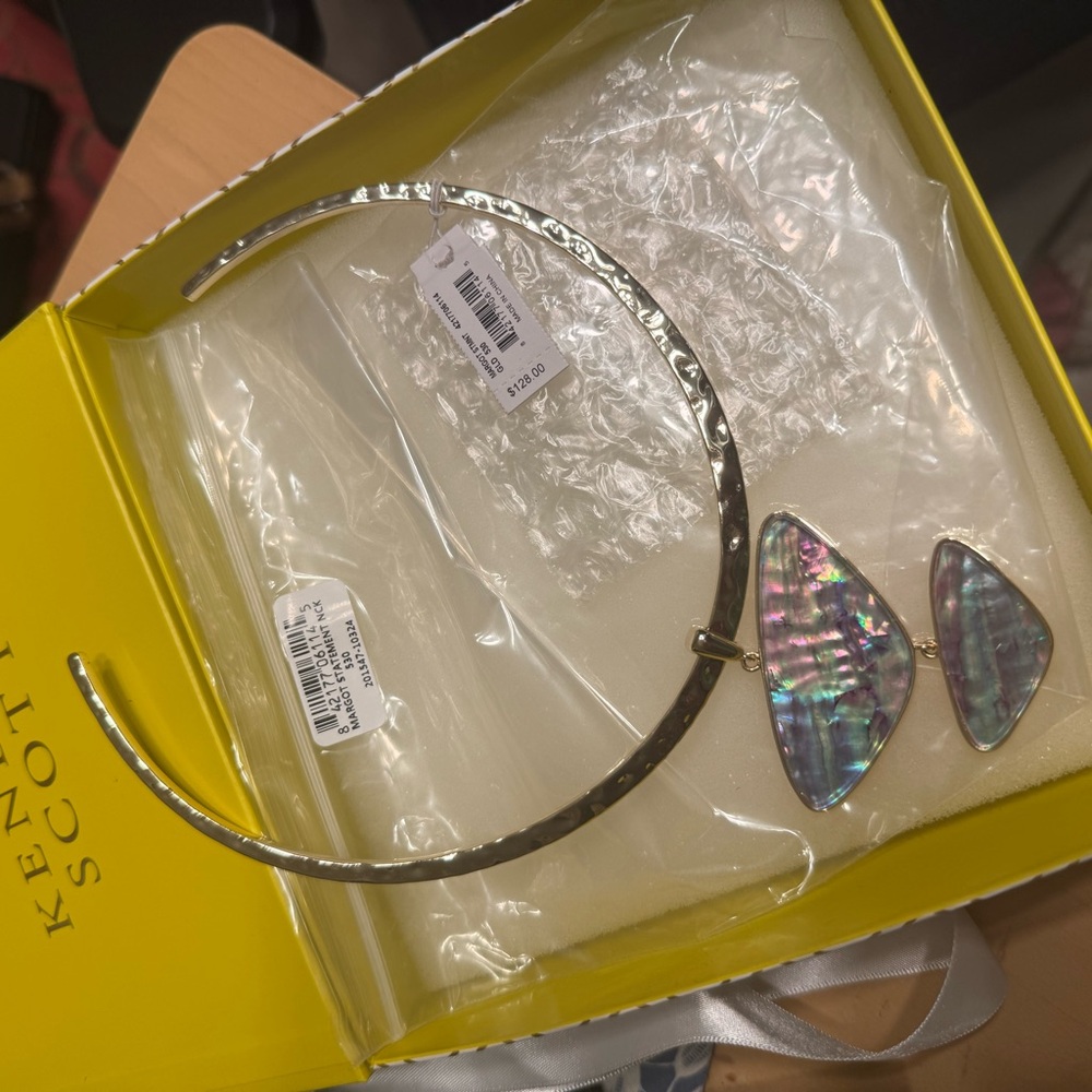Kendra Scott Silver Necklace with Iridescent Accents